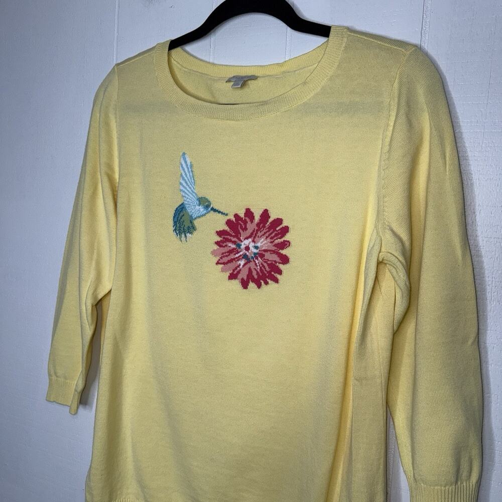 Talbots Women’s Yellow Hummingbird Sweater Size Medium - Picture 3 of 5